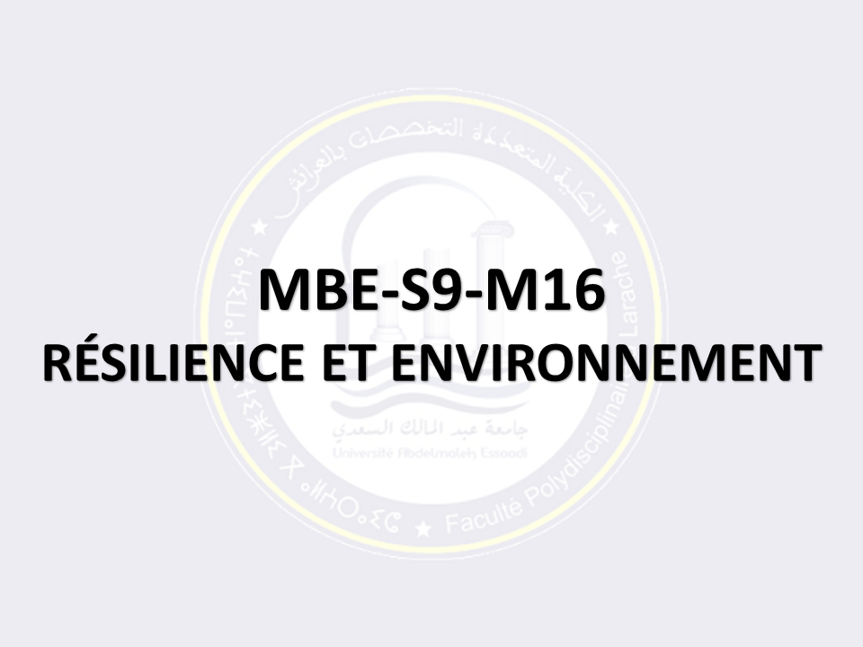 MBE-S9-M16: RÉSILIENCE ET ENVIRONNEMENT