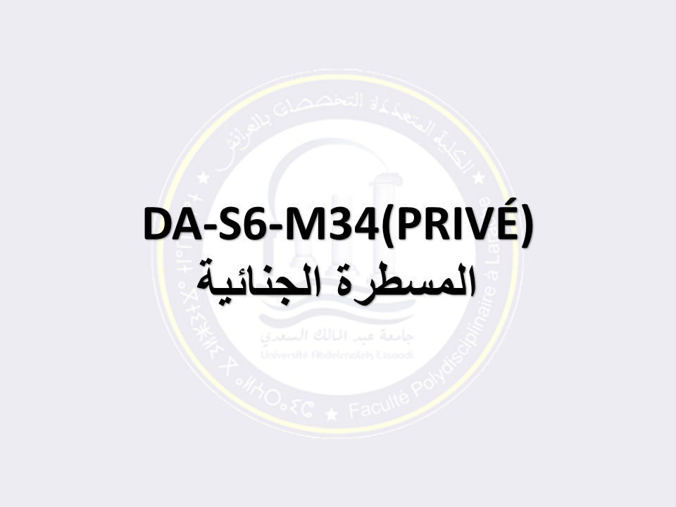 DA-S6 (Droit Privé)-M34-LARACHE: المسطرة الجنائية