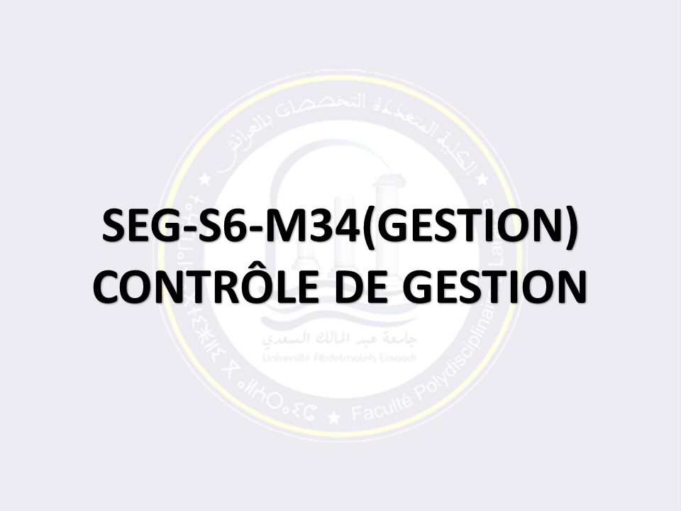 SEG-S6-M34: CONTRÔLE DE GESTION (PARCOURS GESTION)