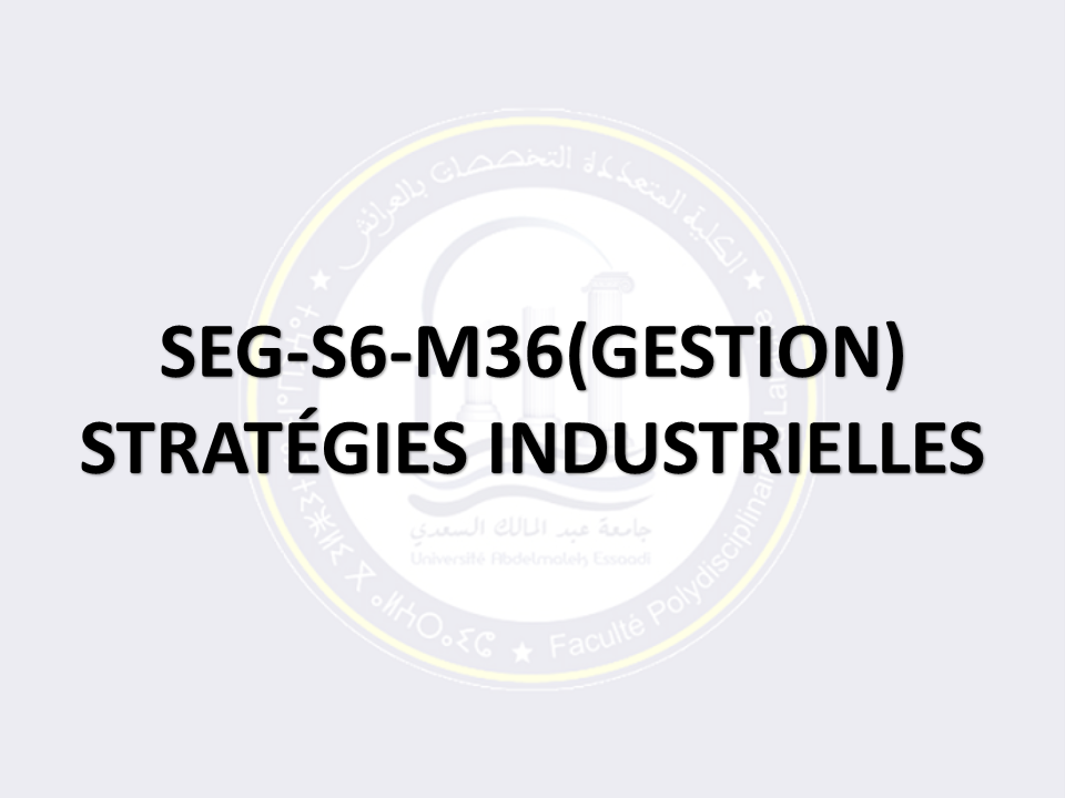SEG-S6-M36: STRATÉGIES INDUSTRIELLES (PARCOURS GESTION)