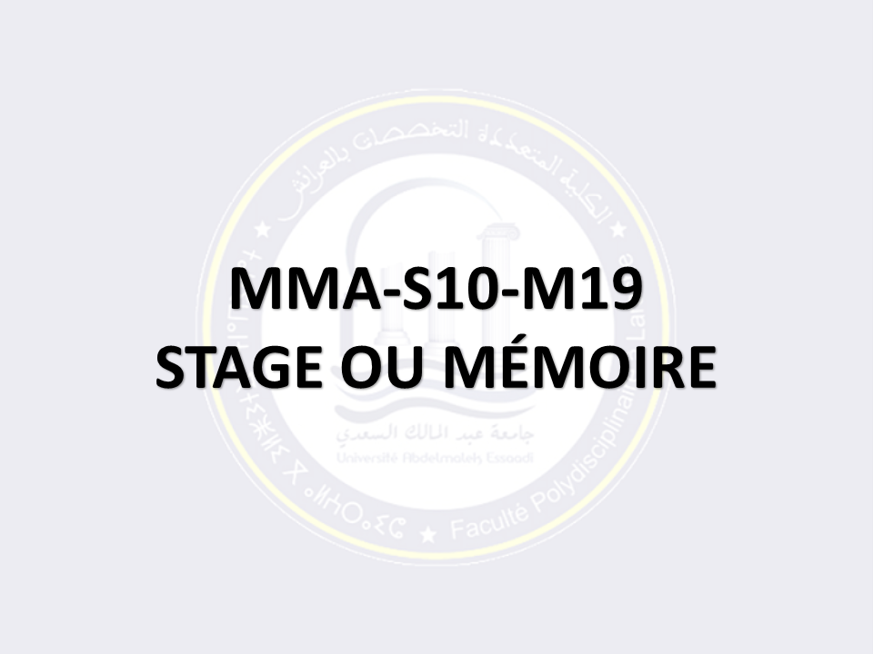 MMA-S10-M19: STAGE OU MÉMOIRE