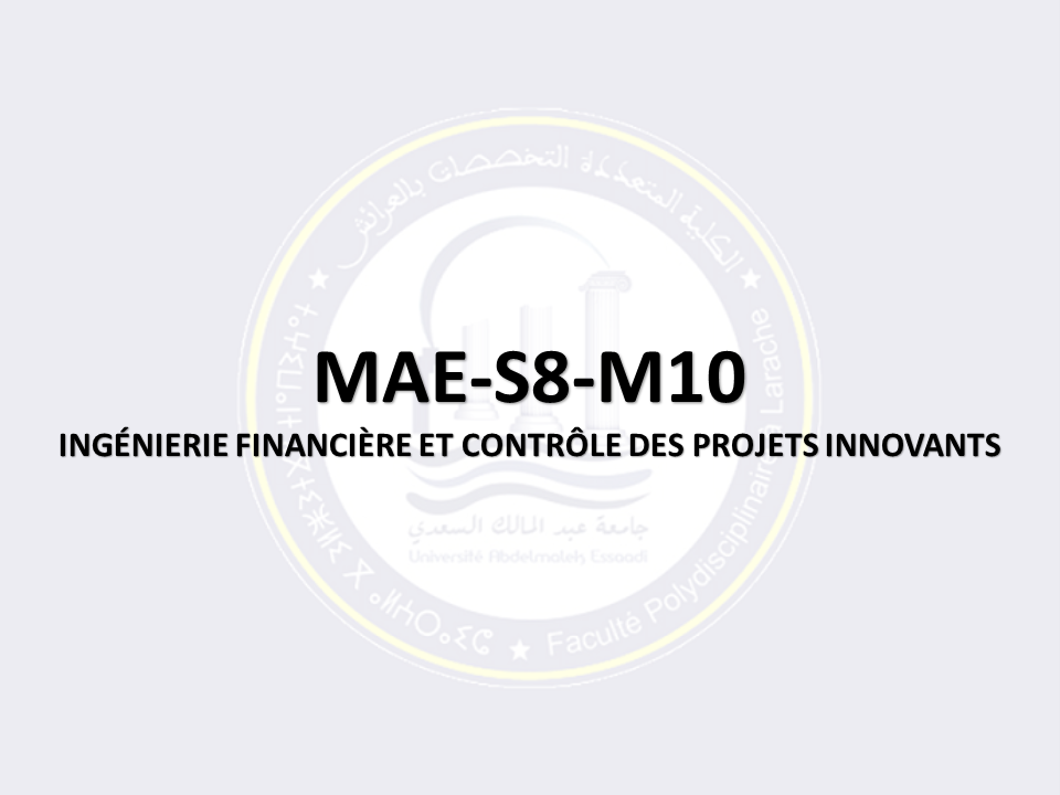 MAE-S8-M10: INGÉNIERIE FINANCIÈRE ET CONTRÔLE DES PROJETS INNOVANTS