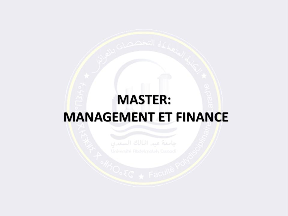 MASTER MANAGEMENT ET FINANCE
