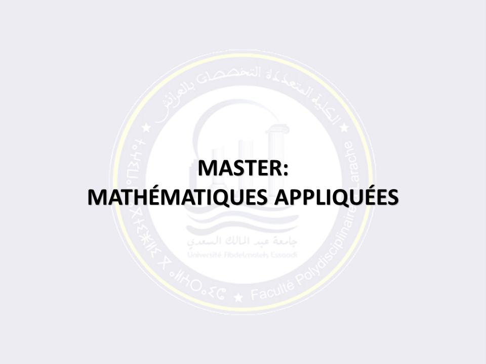 MASTER MATHÉMATIQUES APPLIQUÉES