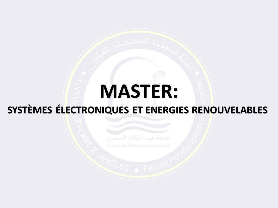 SYSTÈMES ÉLECTRONIQUES ET ENERGIES RENOUVELABLES