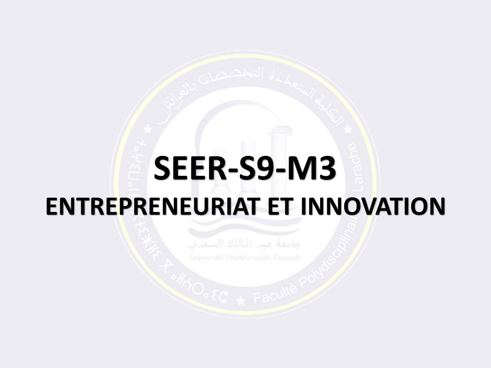 SEER-S9-M3: ENTREPRENEURIAT ET INNOVATION