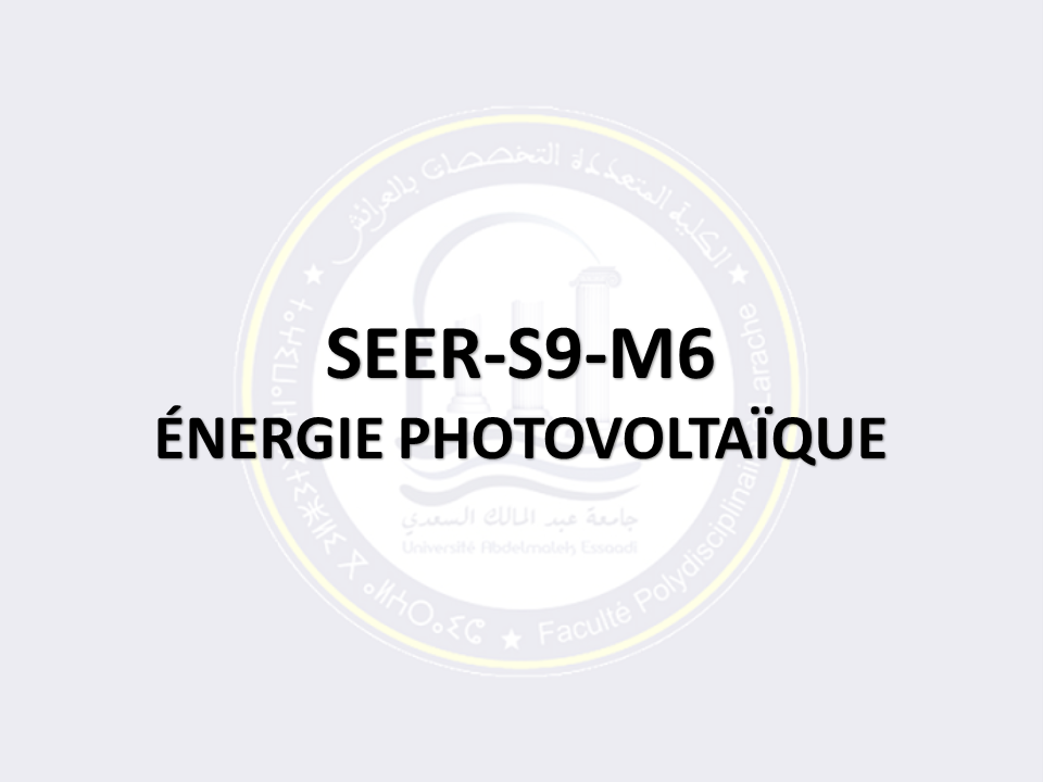 SEER-S9-M6: ÉNERGIE PHOTOVOLTAÏQUE
