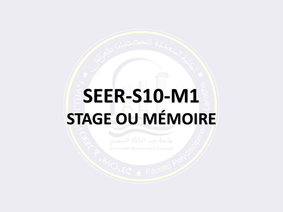 SEER-S10-M1: STAGE OU MÉMOIRE