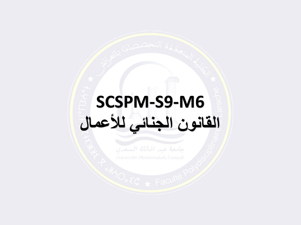 SCSPM-S9-M6: القانون الجنائي للأعمال